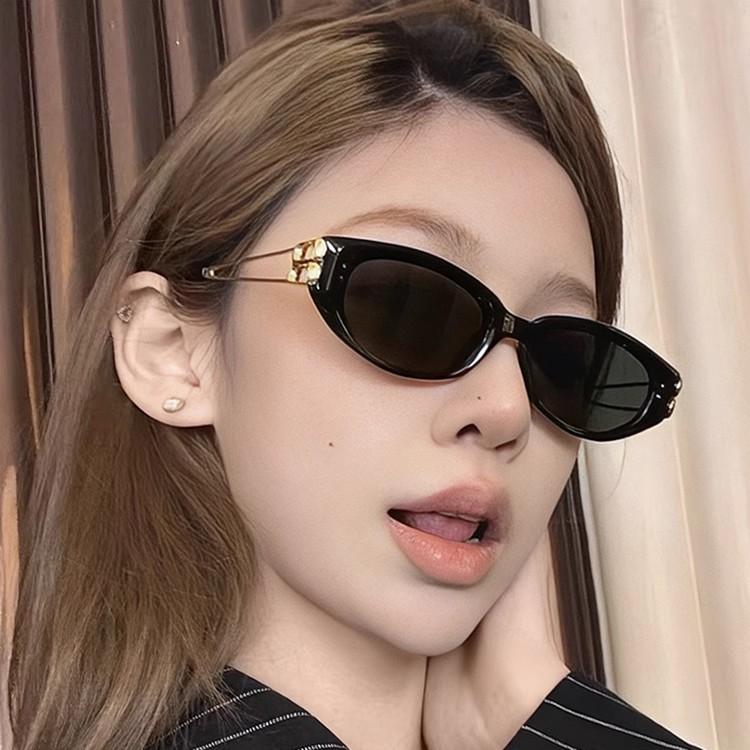 GM sunglasses women's 2026 new oval cat-eye jennie same sunglasses metal temples high-end trend