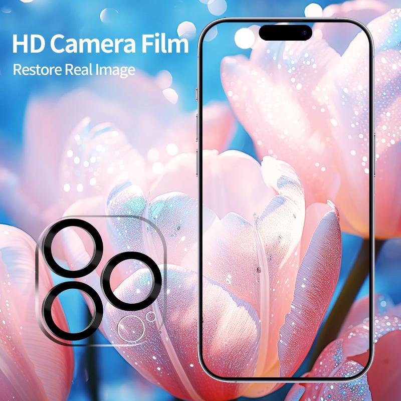 Privacy Screen Protector, 2 Counts Full Coverage Anti-Spy Tempered Glass Film with 2 Counts Camera Lens Protector, Phone Accessories for iPhone 11 12 13 14 15 Pro Max