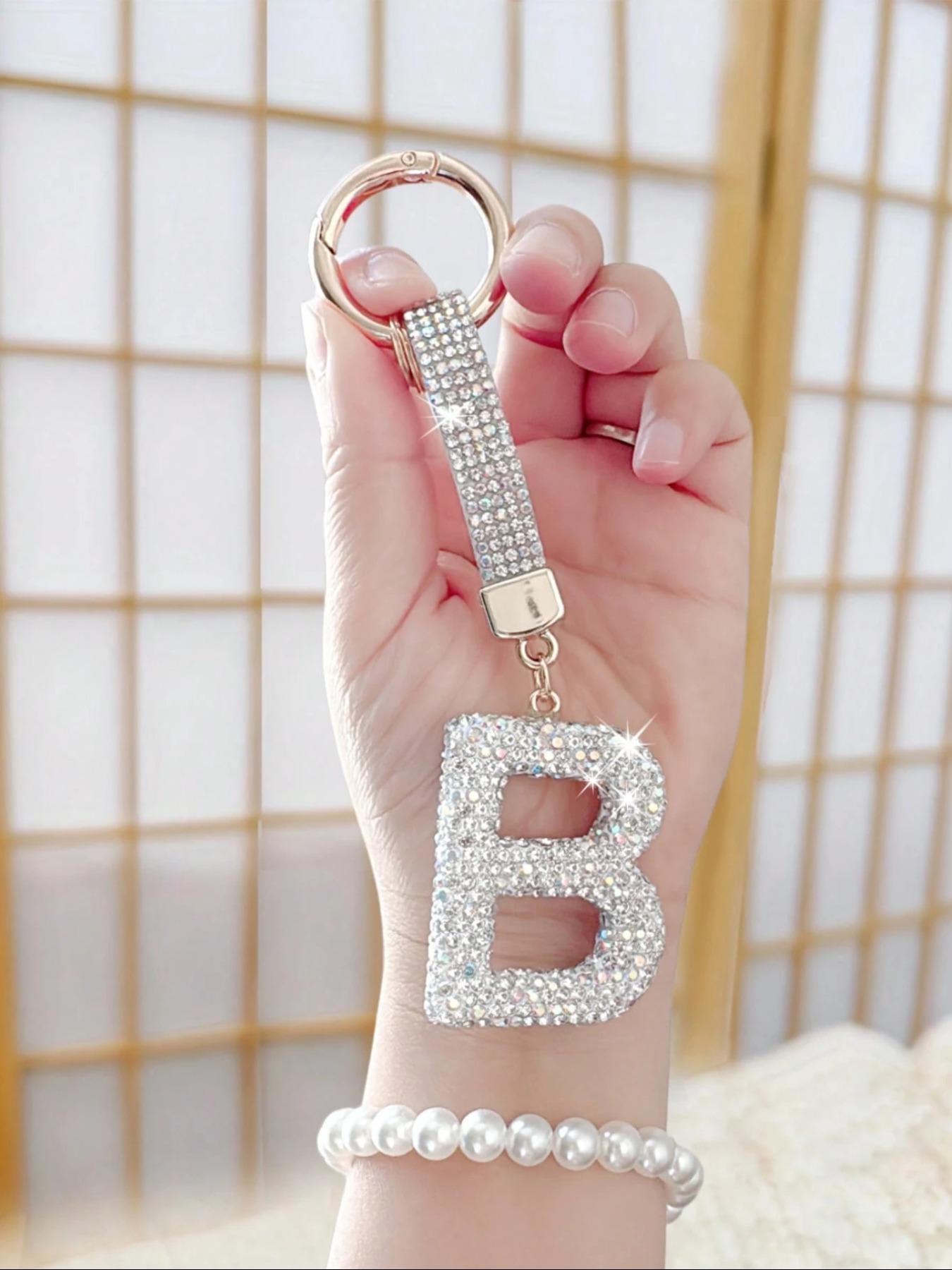 Shiny Rhinestone Letter Keychain, Lucky Crystal Pendant, Sparkling Alloy Charm, Perfect Gift for Bags and Backpacks, Women and Girls