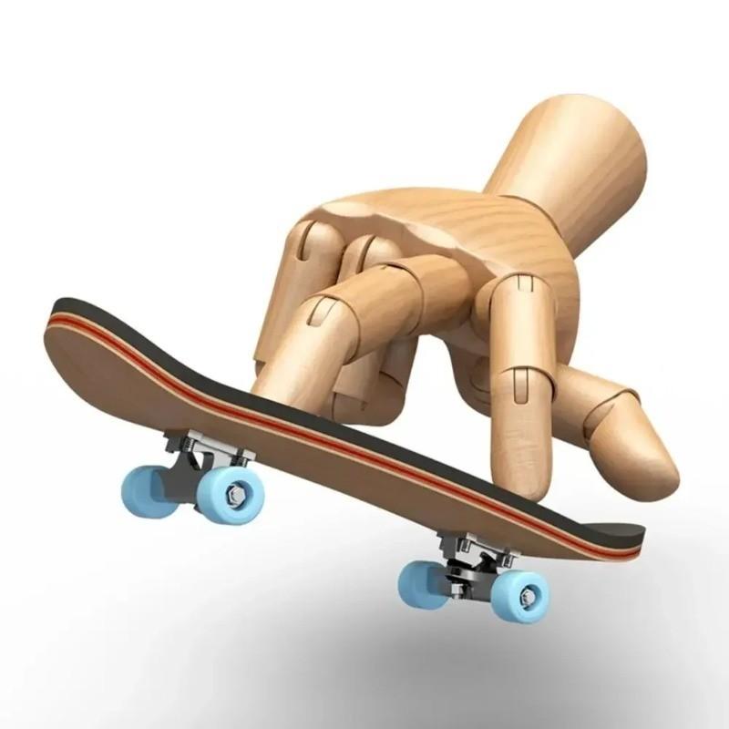 Finger Skateboard Wooden Fingerboard Toy, Professional Stents Fingers Skate Set, Novelty Children Christmas Gift, 1set