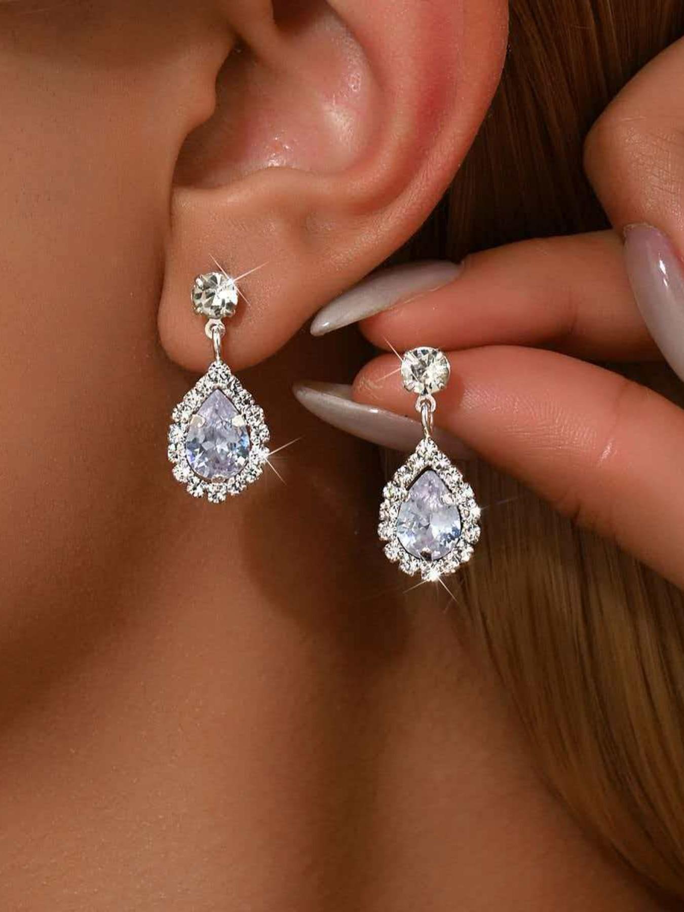 Luxury Teardrop Crystal Drop Earrings for Women, Sparkling Rhinestone Dangle Earrings, Elegant Bridal Wedding Jewelry, Party Prom Gift
