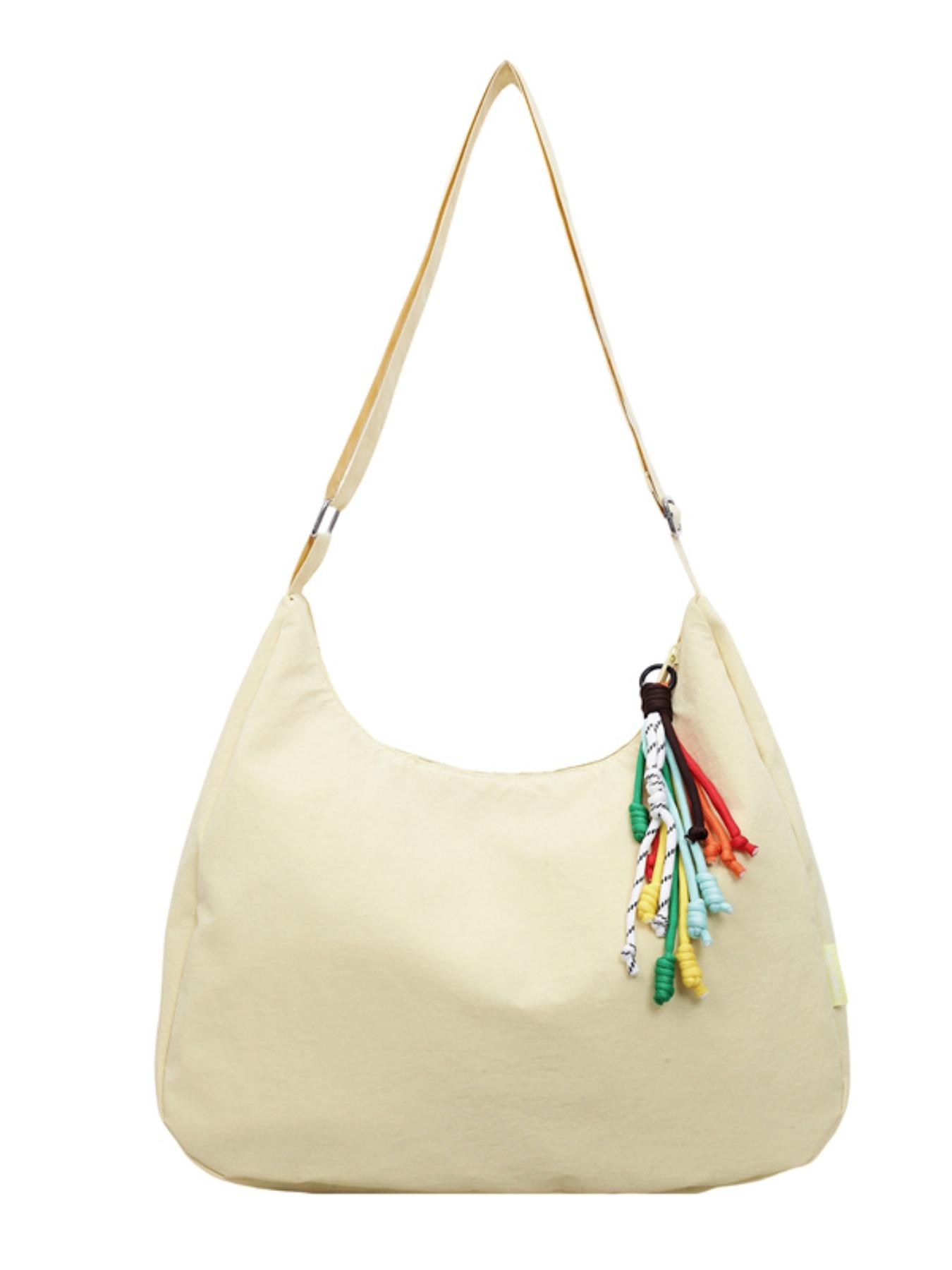 Water-Resistant Nylon Crossbody Shoulder Bag, Large Capacity Casual Style, Plain Design for All Seasons, Ideal for Students and Daily Use