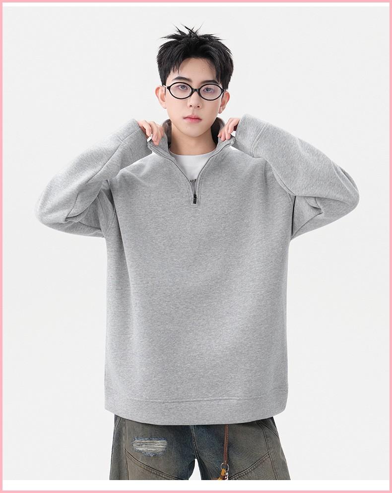 Couple Sweatshirt Men's Spring And Autumn Loose Shoulder Long Sleeve 2026 New Spring Men's Half Turtleneck Solid Color Bottoming Shirt