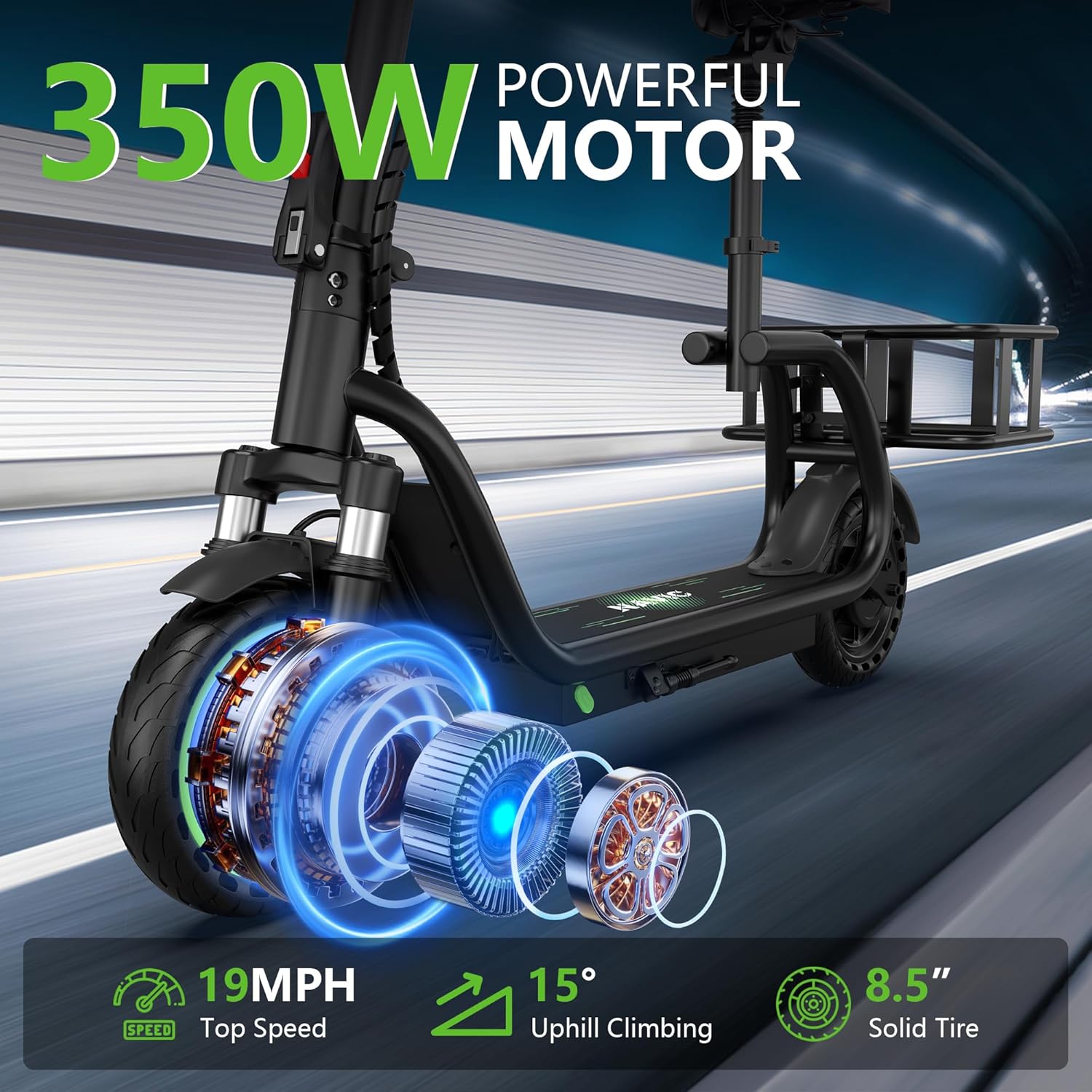 AOPO Electric Scooter with Seat, 350W motor, 36V battery, top speed 19mph. Foldable design with APP control, dual brakes, and dual suspension. Ideal for commuting, campus rides, and short city trips. SpringStatements AOPO Electric Scooter with Seat, 350W motor, 36V battery, top speed 19mph. Foldable design with APP control, dual brakes, and dual suspension. Ideal for commuting, campus rides, and short city trips. SpringStatements