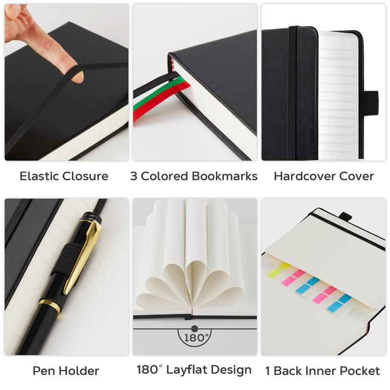 A4 Notebooks College Ruled, 1 PCS A4 (8.5 x 11) Large Notebook Journal with 100GSM Lined Paper, Hardcover Leather Journaling Notebooks for Women & Men, 320 Pages, Big Notebook for School Work