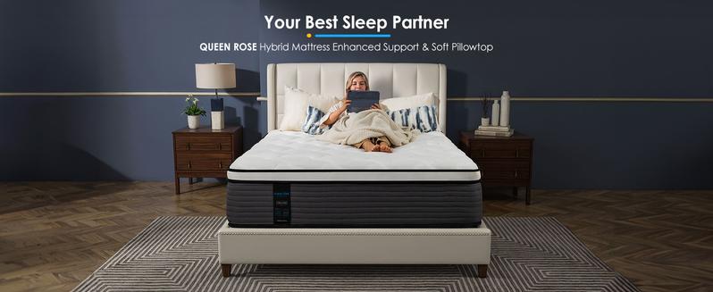 QueenRose Hybrid Mattress in a Box 10/12/14 Inch Individual Pocket Coils Memory Foam Queen/King Bed Firm Support Relieve Back Pain Easy Setup Outdoorfun Sleep Well, Excellent gift for Christmas and New Year