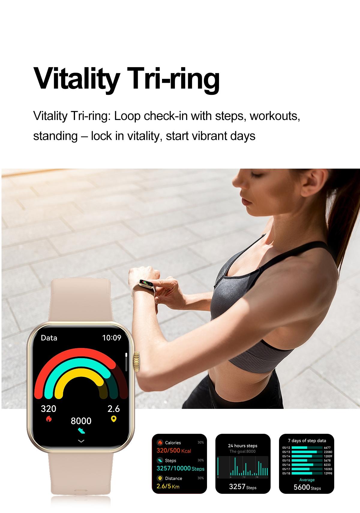 High-looking women's rainbow smart watch, 1.83-inch HD touch screen, wireless calling, AI voice watch, more than 100 sports modes, pedometer, blood pressure, heart rate, activity tracker, multi-strap watch set, waterproof watch.