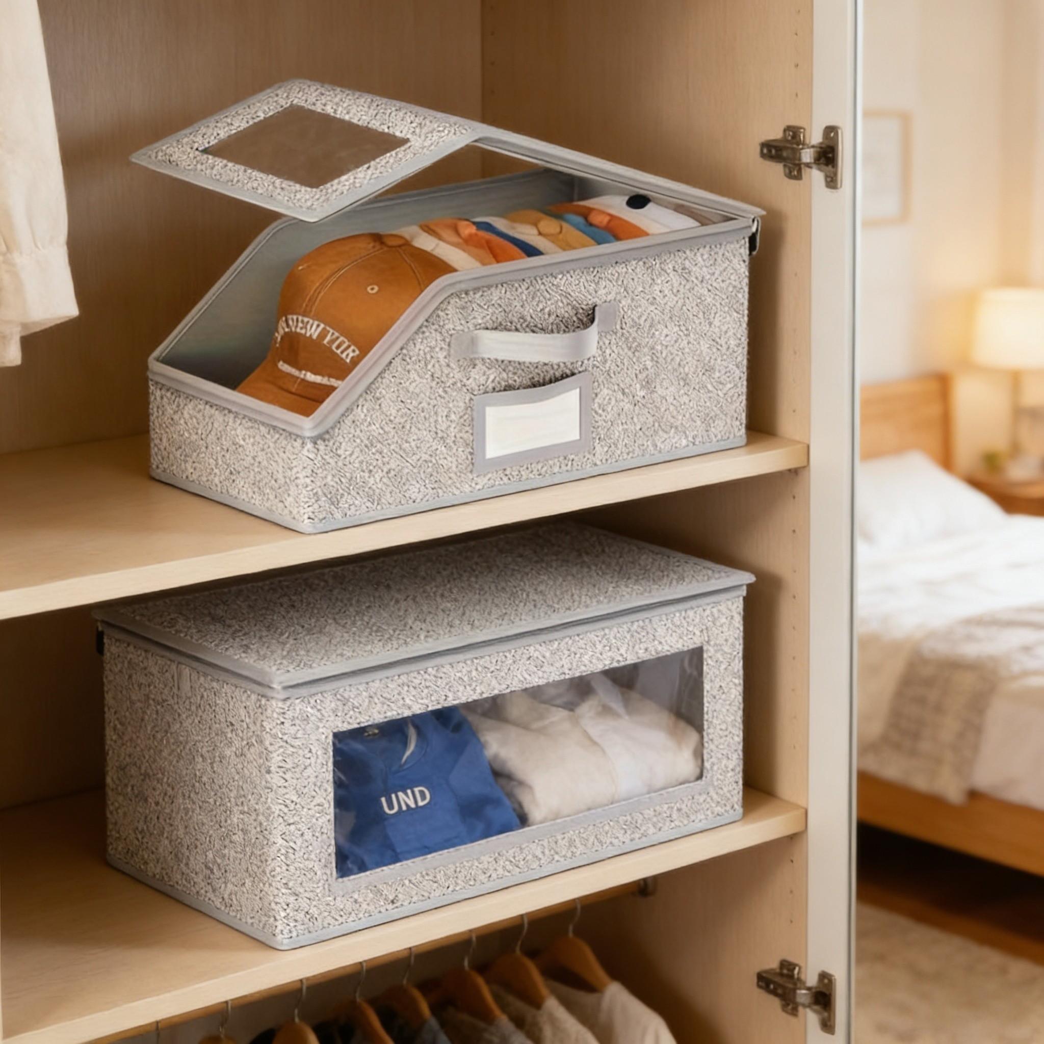 Foldable Dustproof Zipper Storage Box, Large Capacity Stackable Hat Organizer, Ideal for Closet Organization, Travel, Space Saving