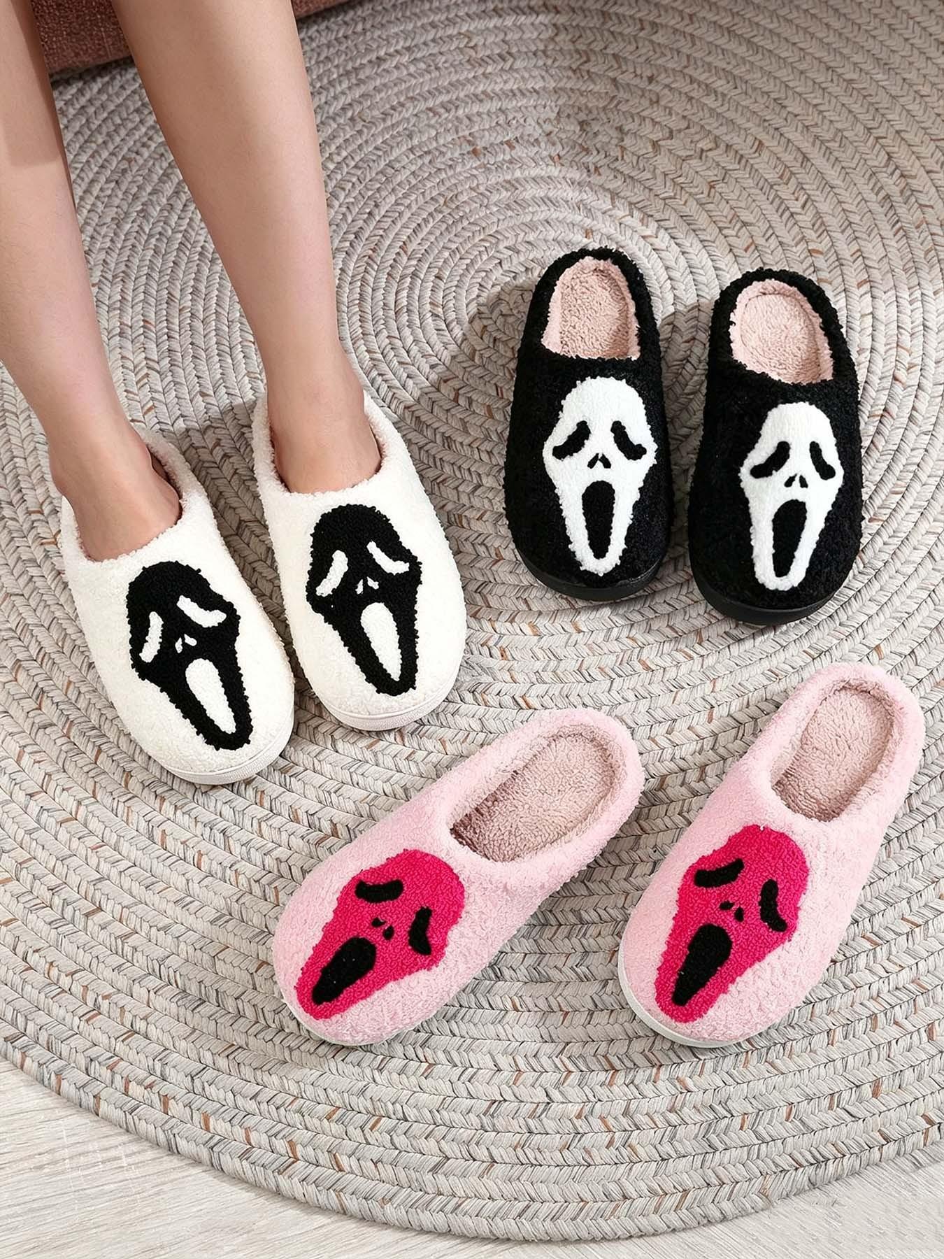 Halloween Slippers for Men and Women: Soft and Warm Cotton House Slippers; Memory Foam House Slippers; Comfortable and Fluffy Fall/Winter House Slippers Footwear