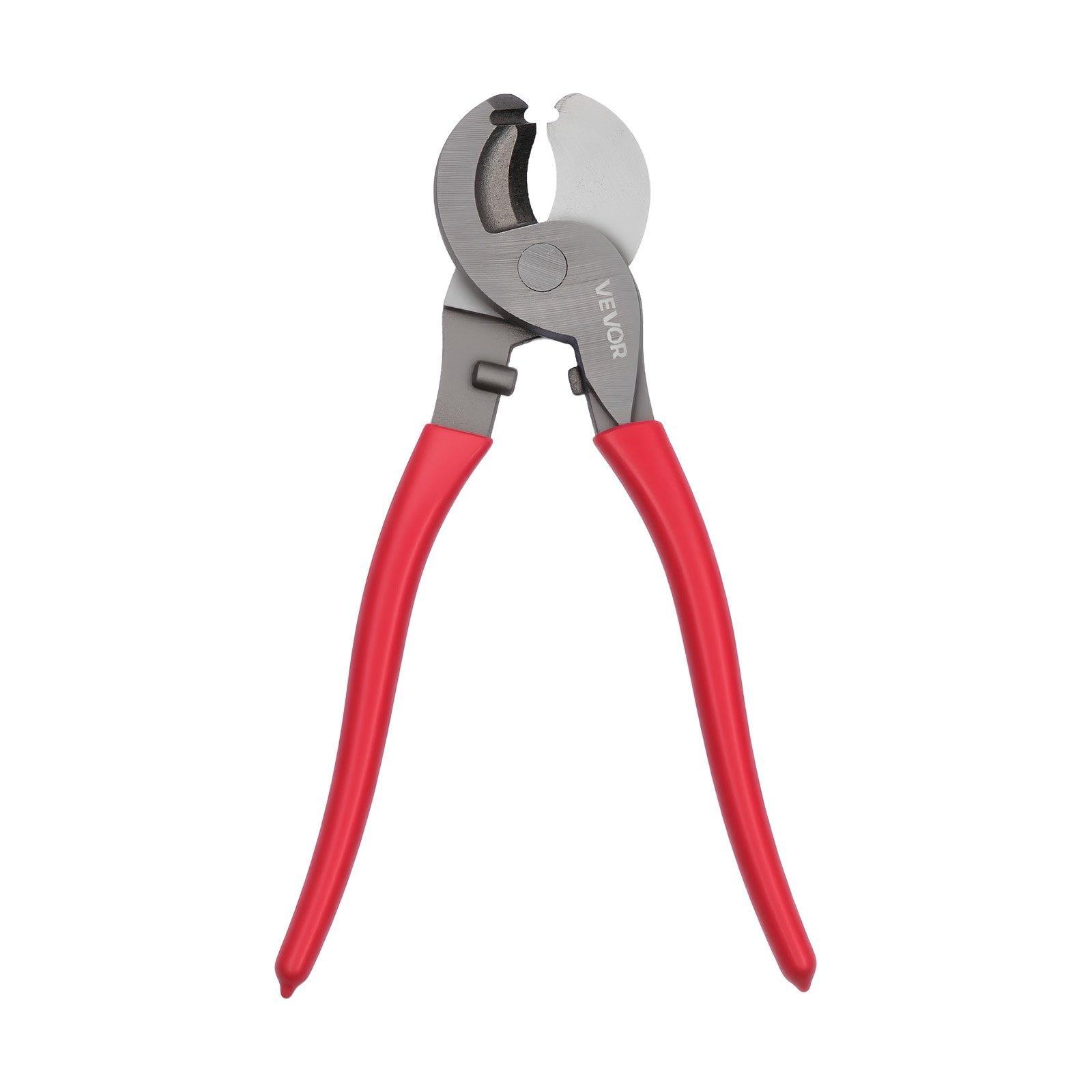 VEVOR High Leverage Cable Cutter, 9-1/4 in Compact Cutting Pliers, Forged Blades, PVC-Coated Handles, Heavy Duty Tool for 4/0 AWG Aluminum, 2/0 AWG Soft Copper, 100-Pair 24AWG Comm Cables, Pvc Handles