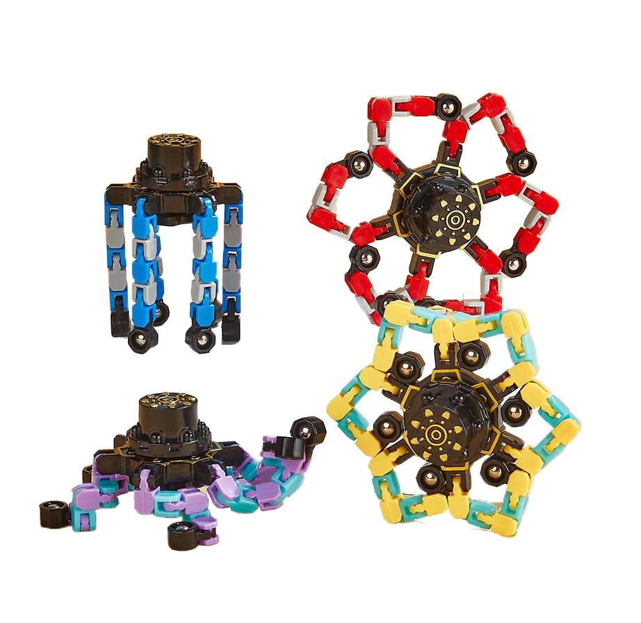 4 Packs / 8 Packs Funny Sensory Fidget Toys, Transformable Chain Robot Finger Toy DIY Deformation Robot Mechanical Spinners Twister Fingertip Stress Relief Gyro Toy for Kids Adults Basket Stuffers Christmas Birthday gifts Alien Decompression Squeeze