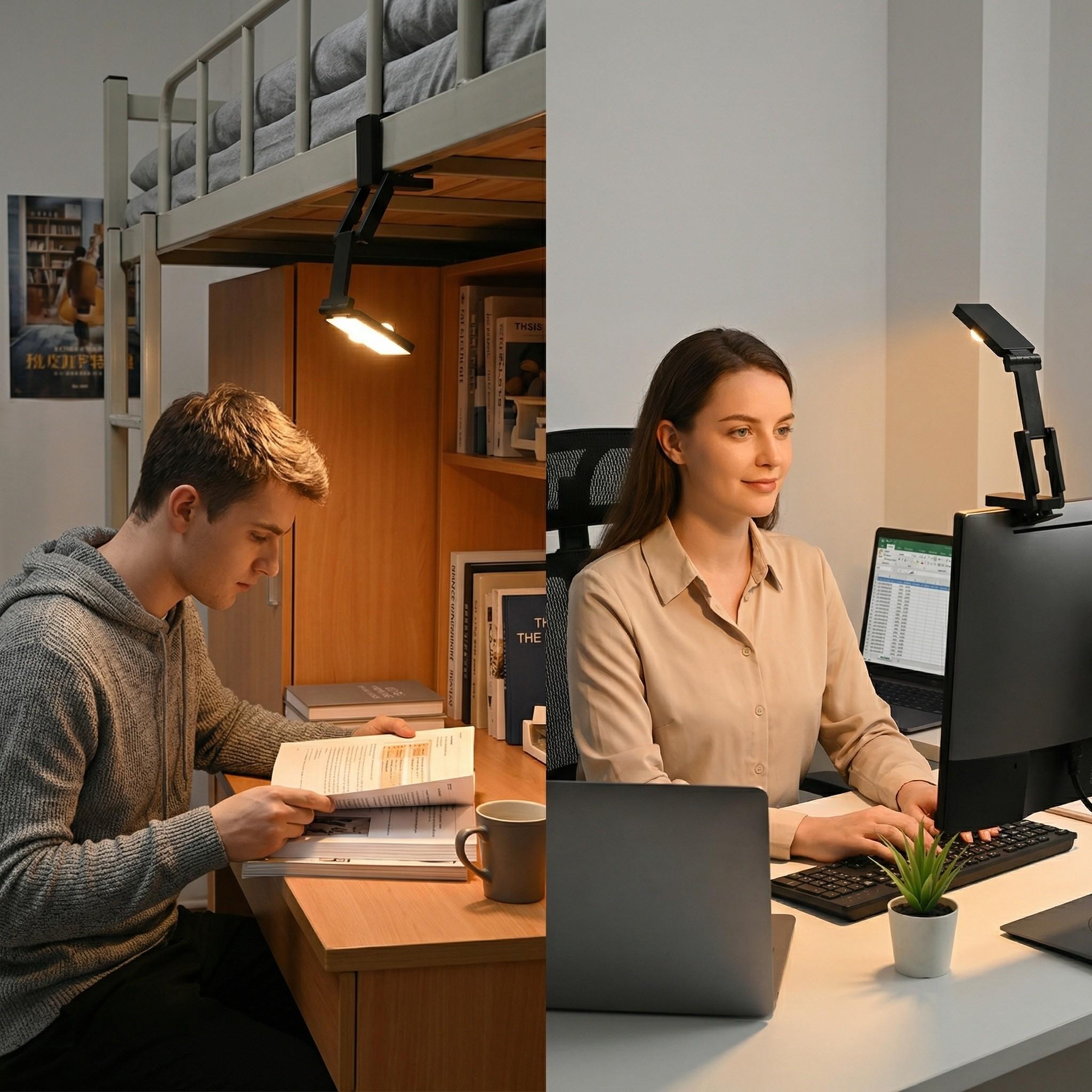 USB multifunctional intelligent reading light, portable reading light, clip on reading light, bedside reading eye protection light, three color temperature, flexible design, rechargeable, long-lasting battery life, suitable for outdoor use