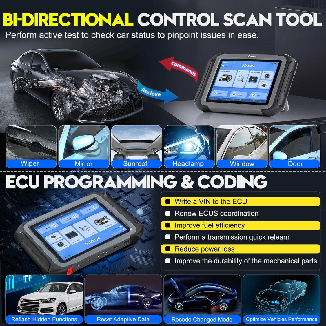 XTOOL X100 MAX Bidirectional Scan Tool with ECU Pr0gramming and C0ding, Wireless Automotive Diagnostic Tool with Topology Map and [KC501 Adapter $600 Kit], 42+ Resets, FCA/CAN FD/DoIP, 2-Year Updates