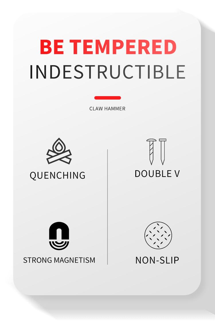 1 Multi-Function Heavy-Duty Claw Hammer Double-Sided Claw Hammer Woodworking Nail Puller Non-Slip Grip Durable and Sturdy Ideal for Woodworking, Construction, Auto Repair, Camping, Emergency Escape Industrial and Household Use Clawhammer