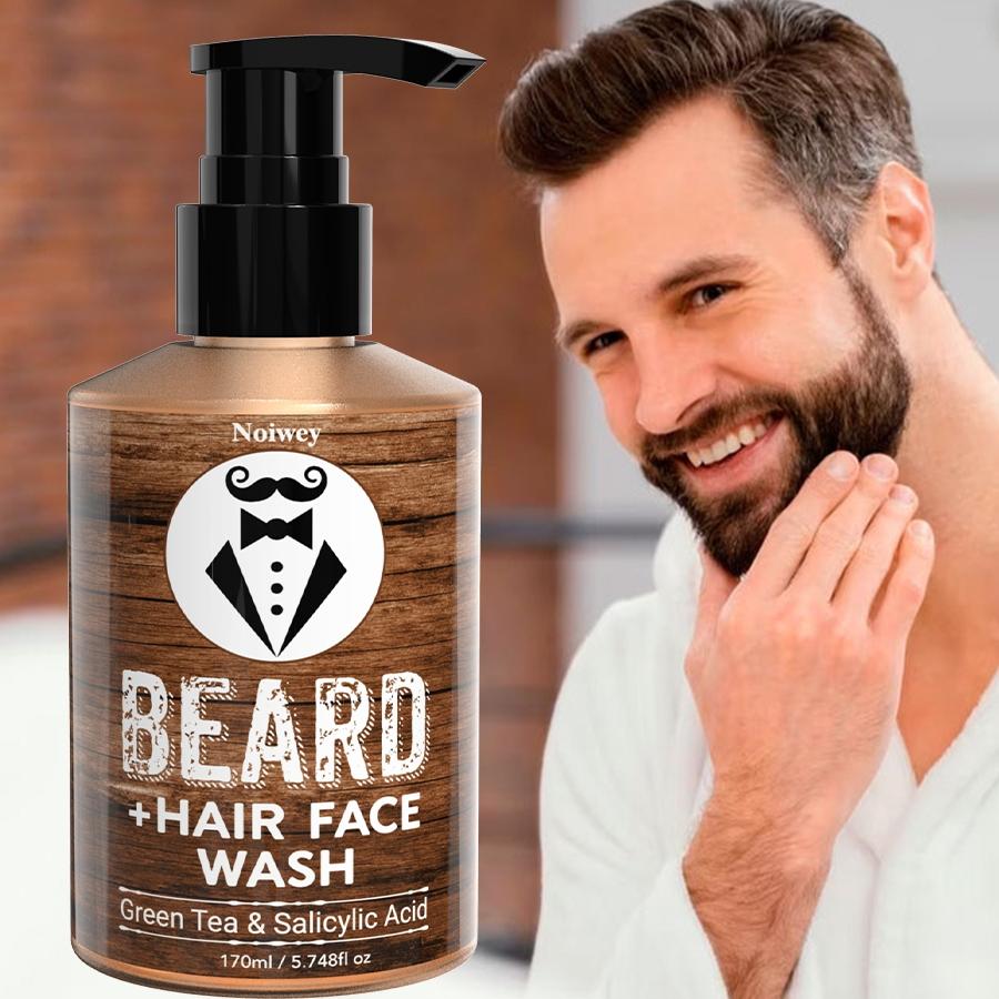 170ml Beard 3 in 1 for Hydration And Care, Featuring Green Tea & Salicylic Acid, Beard Hair face wash, And Beard Cleaning MILK, Designed for Gentle, Mild Cleansing And Moisturizing, Ideal for Maintaining Men'S Beards cleansing,The best choice for gifts