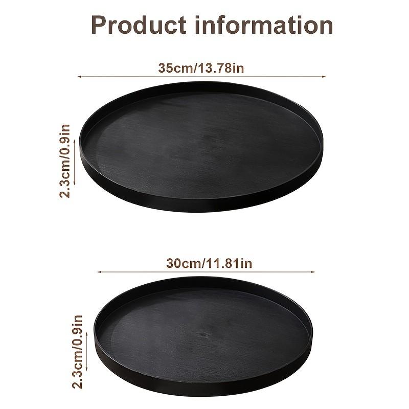 2-Pack Reusable Wood Grain Plastic Trays, Multi-Functional Round Storage Dishes, Kitchen Bathroom Living Room Organizer, Food Grade Material