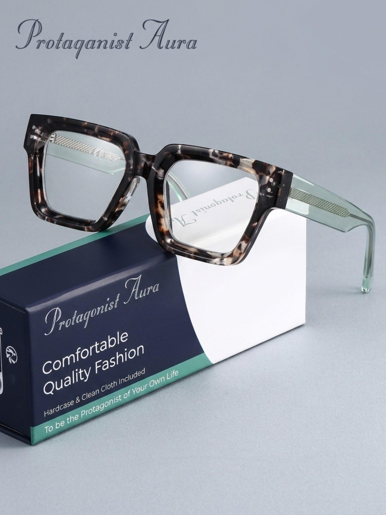 Protagonist Aura Anti Blue Light Glasses Tortoise Shell Square Style, Reduce Digital Eye Strain, Perfect for Work, Study And Gaming