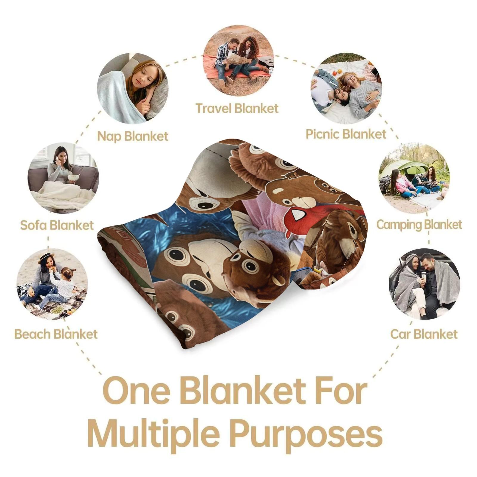 Curious George Lightweight Throw Blanket, Cute Cartoon Monkey Collage Summer Beach Nap Blanket, Soft Flannel Fleece Blanket for Office Couch Bed Travel, Ideal Gift for Curious George Fans Kids Teens Adults