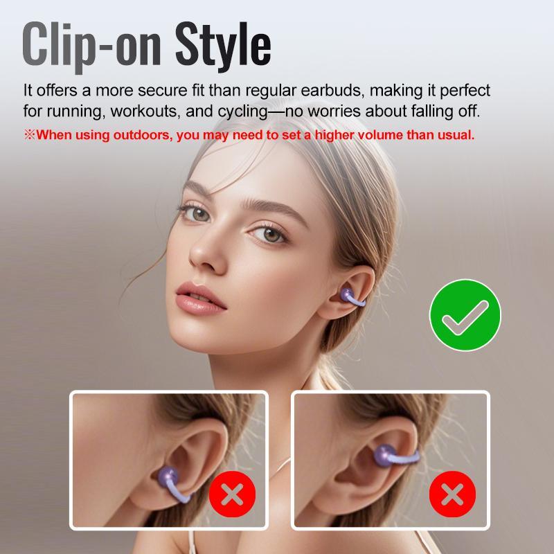 AOC ACD3521 Clip-On Smart Wireless Headset - Sport Earphones, BT6.0 Touchscreen Earbuds, Waterproof Sweatproof Wearable Tech, Adjustable Hands-Free for Music, Calls, Android & iOS Compatibility