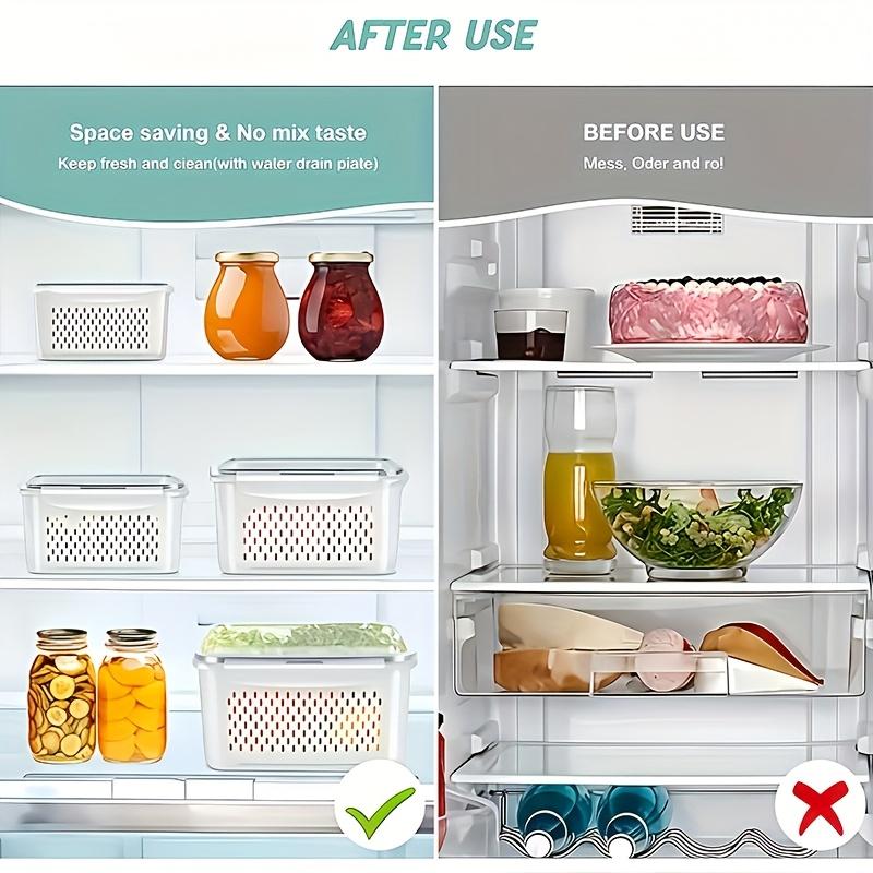 3Piece Plastic Food Storage Containers Set with Lids and Strainers Airtight Leakproof Freezer Safe Fridge Storage Container Reusable Food Storage for Fruit Vegetable Meal Prep Kitchen Organization