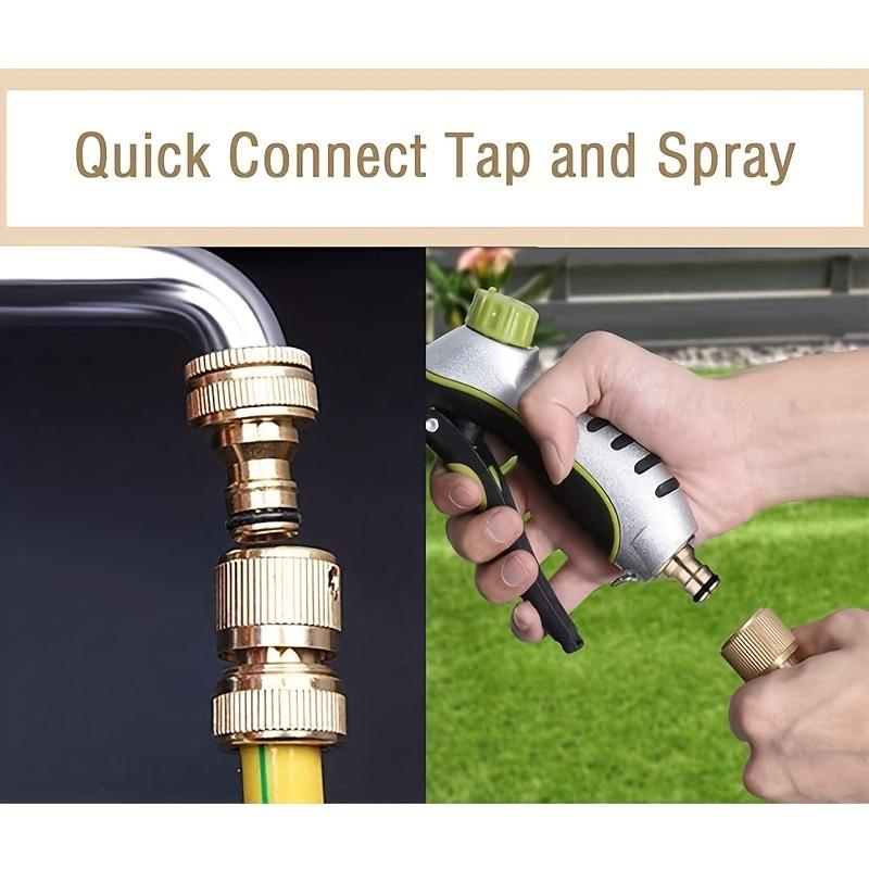 3 Pair Brass Quick Connectors, Suitable for 1/2 and 3/4 Inch Garden Hose Connections, Male and Female Fittings Accessories, Garden Hose Quic Connectors, Water Pipe Connectors, Garden Fast Connectors