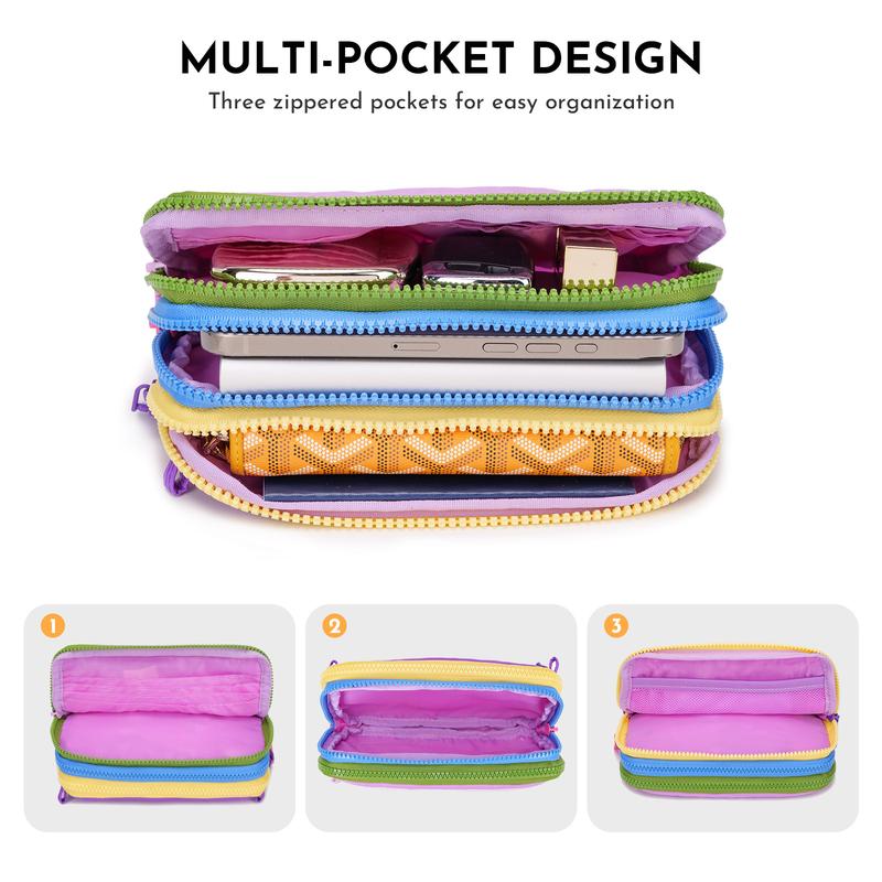 CN6051 Three-Layer Contrast Color Multifunctional ChestBag Polyester Material Waterproof Waist Bag lightweight commuter HandbagTikTokShopHolidayHau