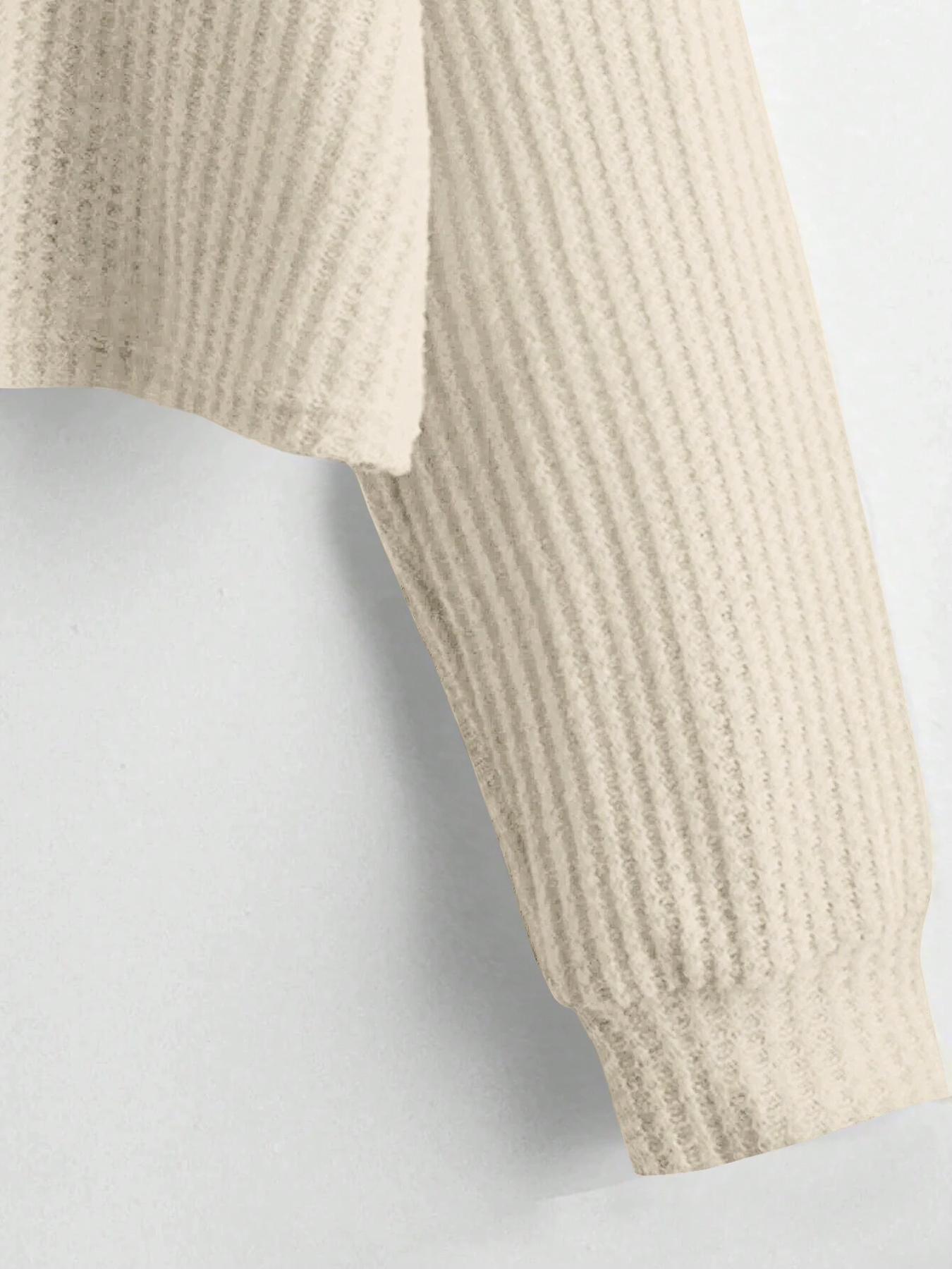 Women's Solid Color V Neck Drop Shoulder Long Sleeve Casual Loose Waffle Knit T-Shirt, Basic Spring & Fall Fashion, Comfortable Fit