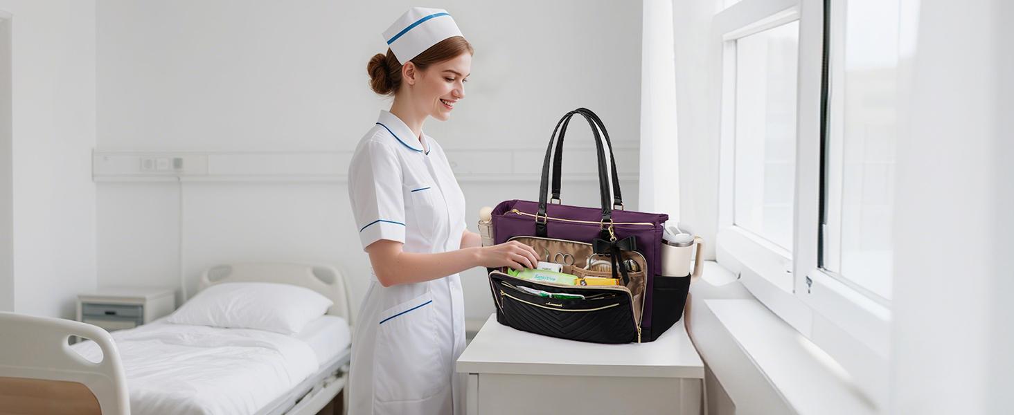 LOVEVOOK Lunch Tote Bag for Women,15.6 Inch&17.3 Inch Large Capacity Work Bag with Laptop Compartment, Teacher Tote Bag with Zipper, Handbag Insulated Bag Leakproof for Nurse, Office, College,SpringStatements