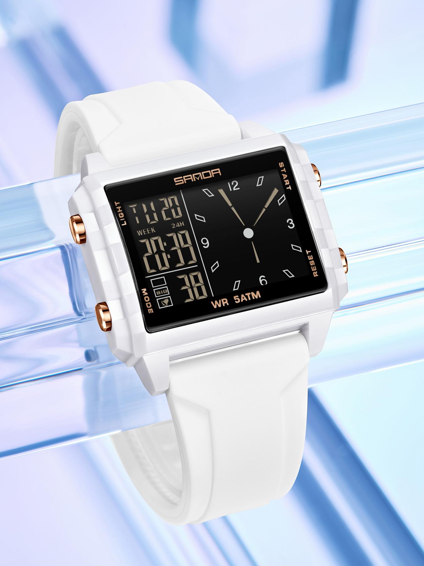 SANDA Unisex Analog-Digital Fashion Watch, Waterproof Luminous Multi-Function Youth Style Watch with Countdown Timer, Perfect for Casual Wear