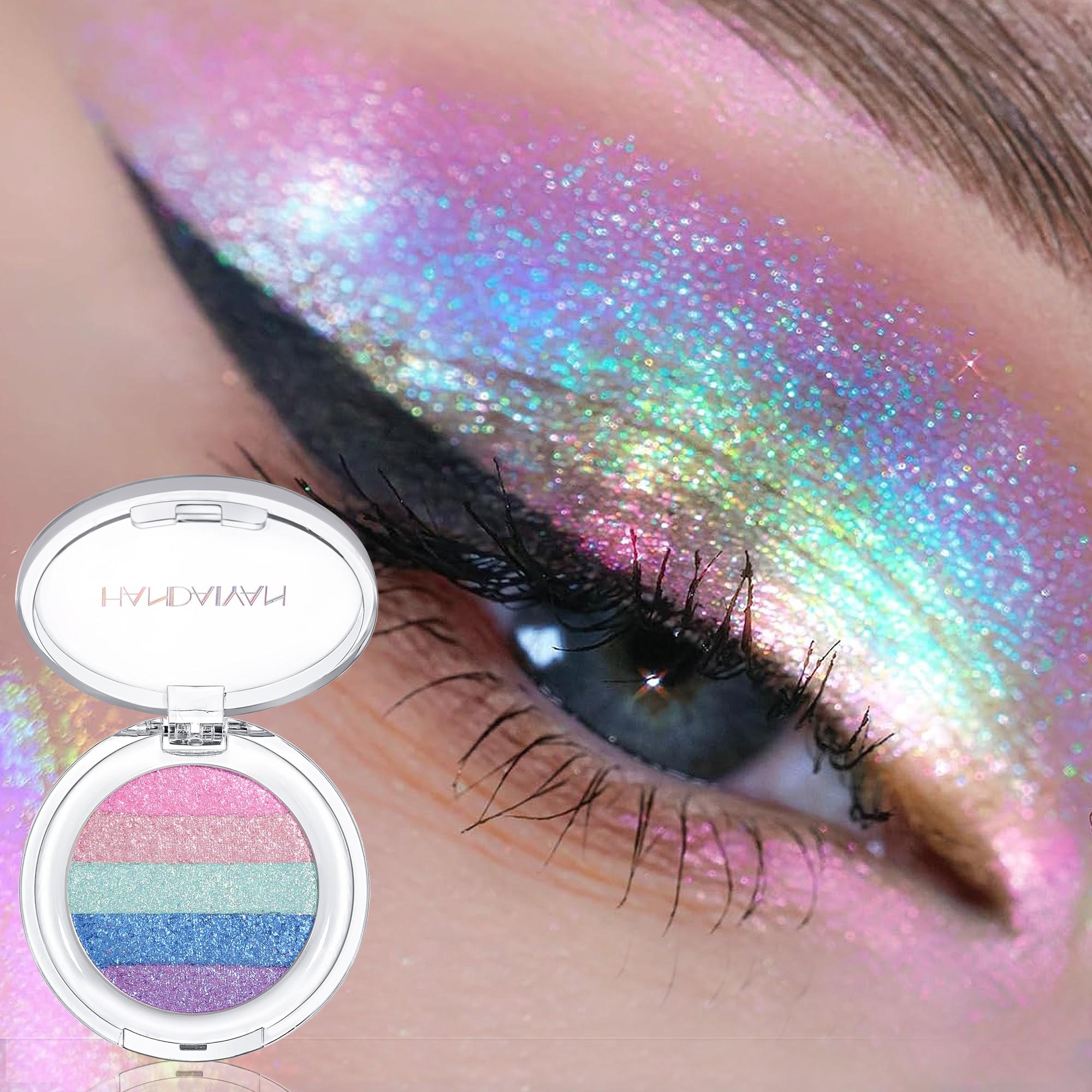 Chameleon Eyeshadow Palette, Five Shades Glitter, Long-Lasting Metallic Finish, Highlighter for Lids and Cheeks, Festival Makeup