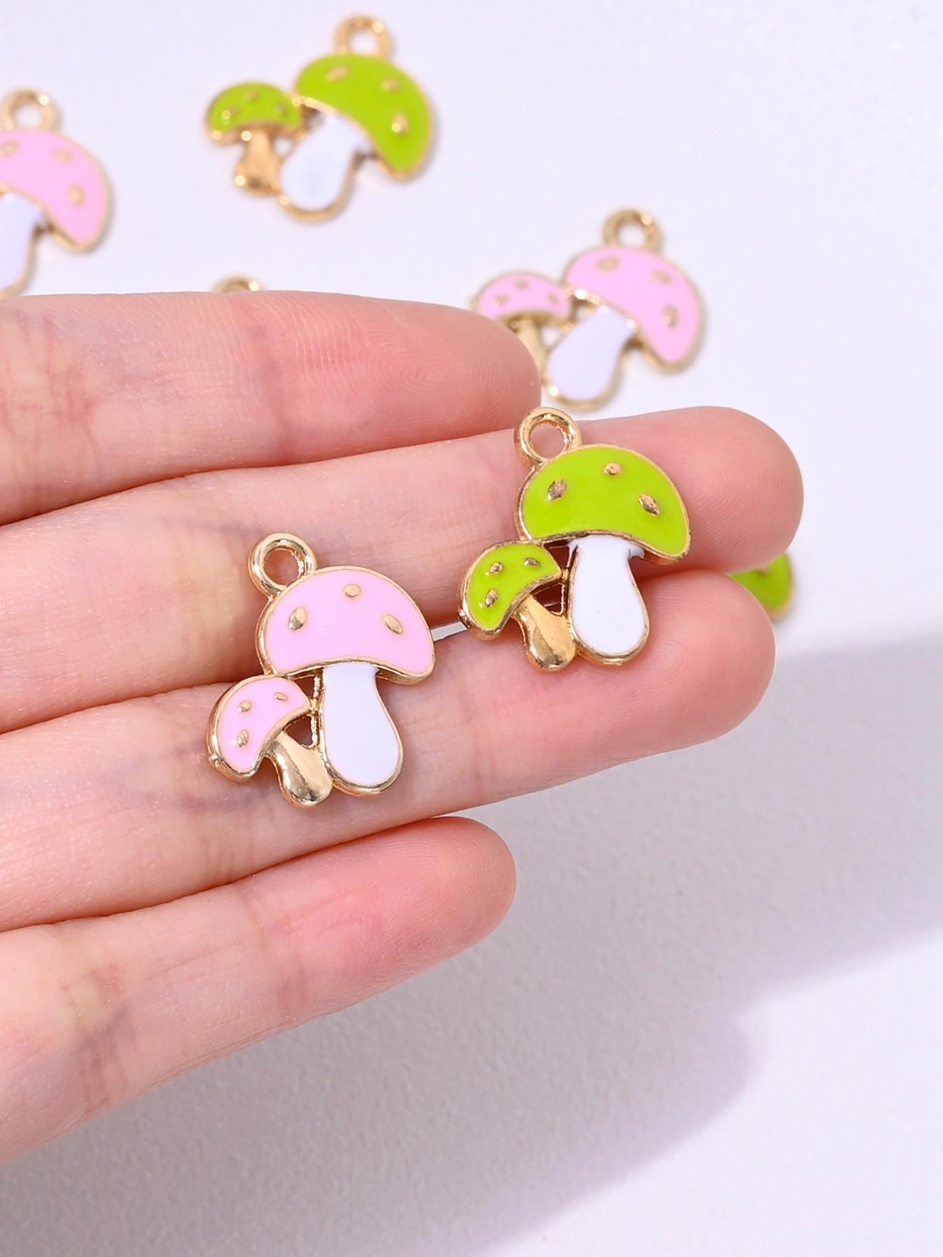 Cute Cartoon Mushroom Pendant, Perfect for DIY Jewelry Making, Includes Earrings, Necklaces, Bracelets, Keychains, Set of 10