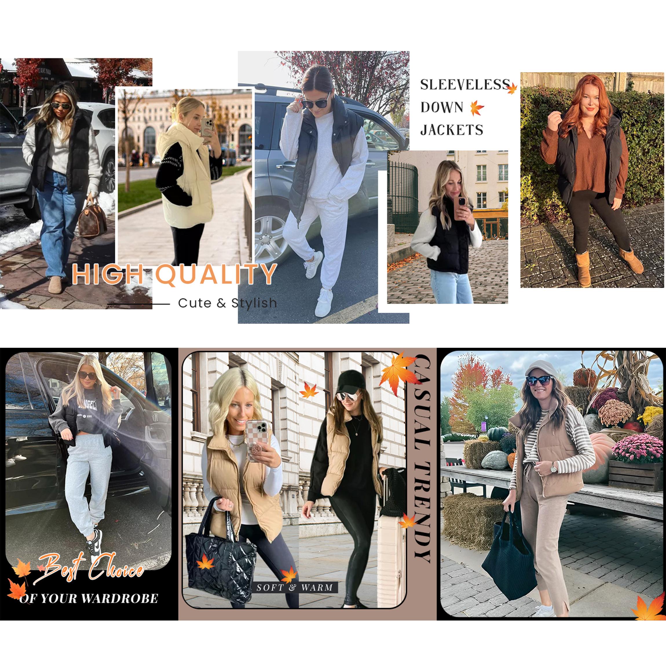 Buenoble Women's Puffer Vest with Removable Hood Zip Up Lightweight Sleeveless Quilted Down Jacket for Winter