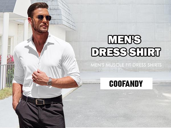 COOFANDY Thin Men's Muscle Fit Dress Shirts Wrinkle-Free Long Sleeve Casual Button Down Shirts