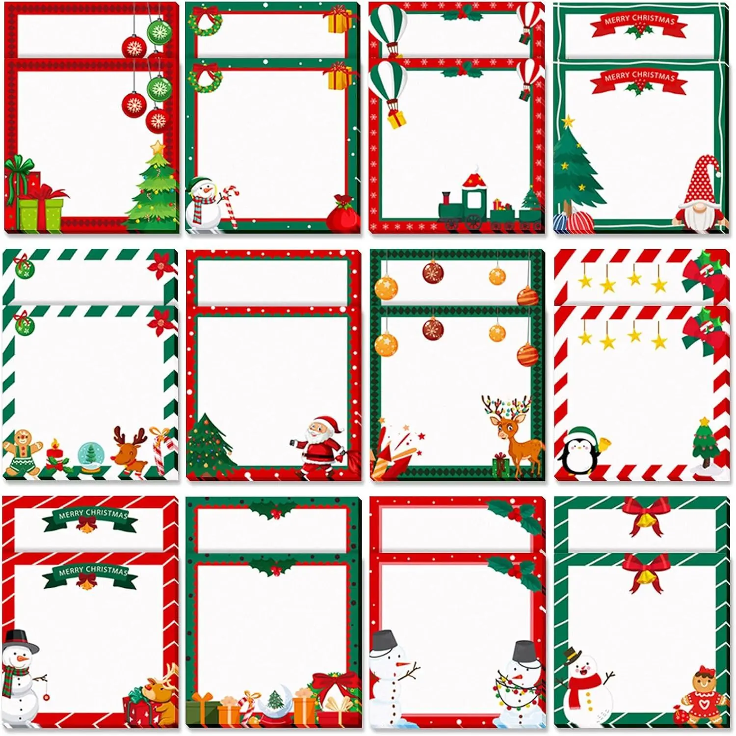 24Pads 480 Sheets Christmas Sticky Notes Bulk Red Green Small  Funny Cute  Notepad for Office School Gifts