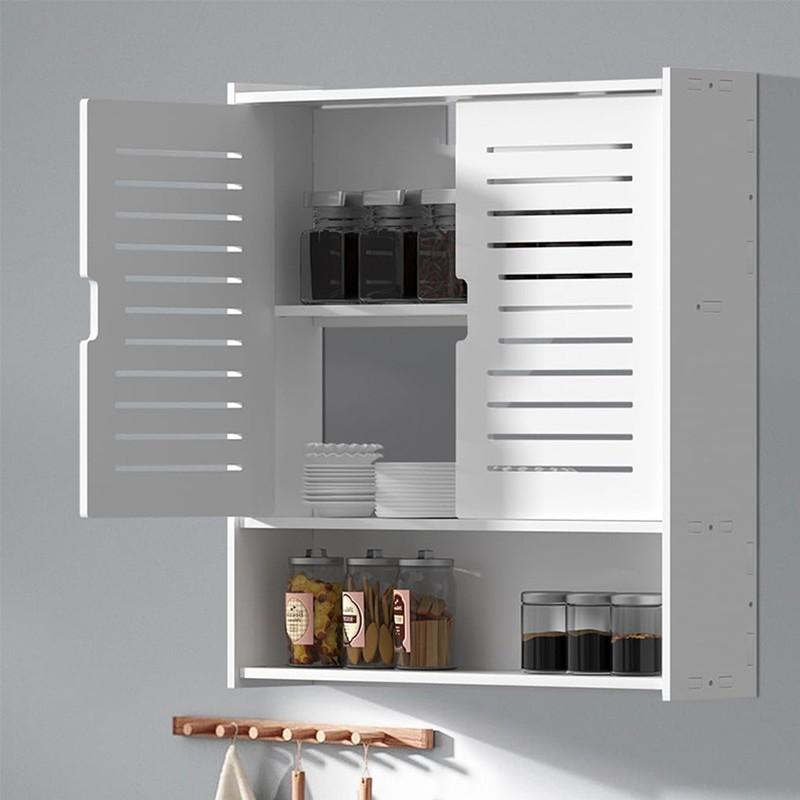 Three-Tier Double Door Bathroom Storage Rack, Wall-Mounted Multi-Functional Cabinet, Suitable for Bathroom/kitchen/office, Three-Layer Design