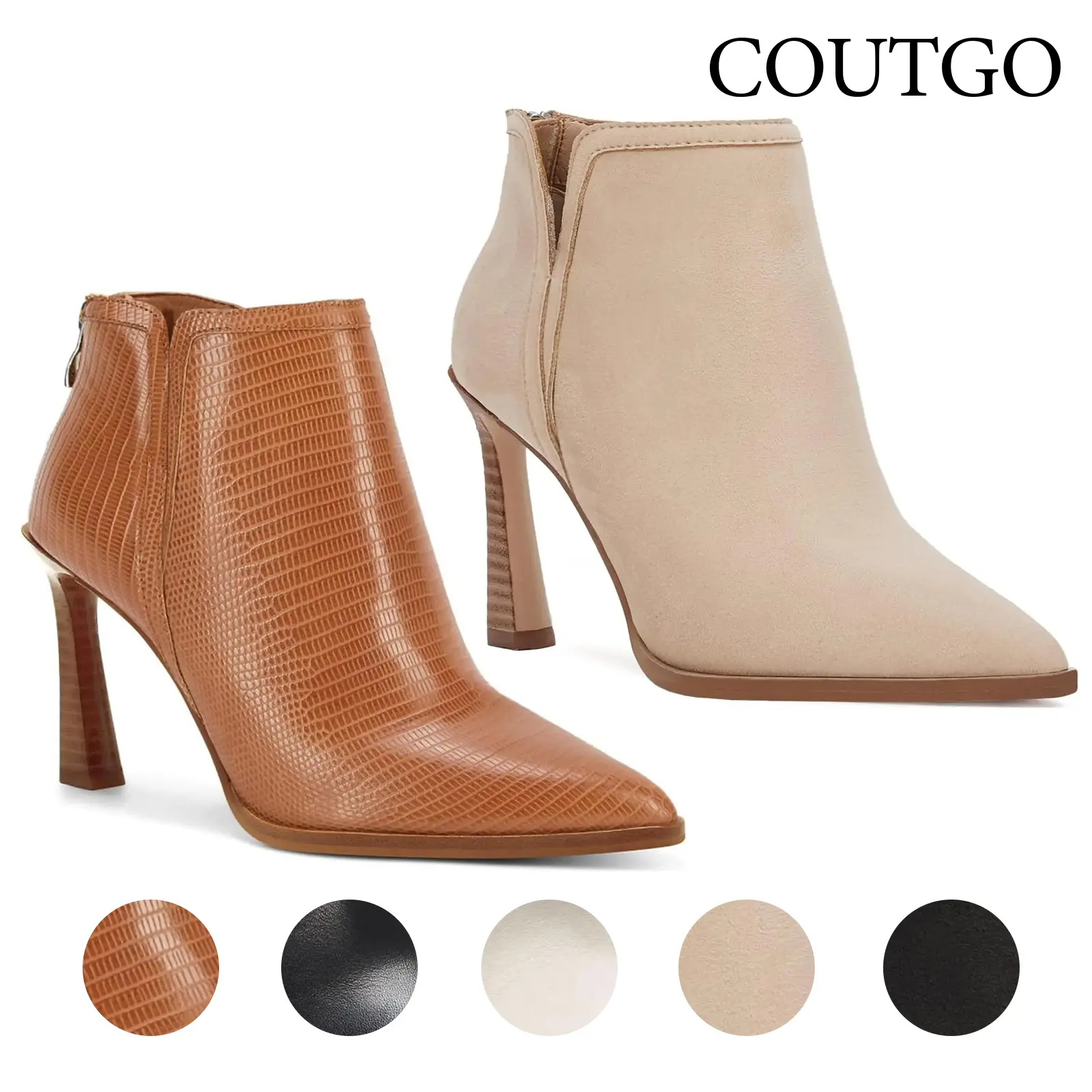 Womens High Heel Booties Pointed Toe V Cut Back Zipper Short Dress Ankle Boots tiktokshopbacktoschool