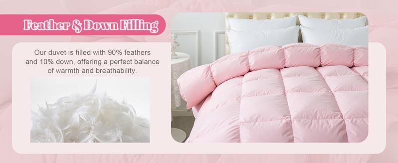 【Deals for you days】Cosybay Luxurious Goose Down Comforter with Extra Filling for Winter, Made with T300 Super Soft Fabric, Featuring Fluffy Goose Down And Feather Filling, Part of a Luxury Hotel Series Duvet Bed Linen Puffed Quilt