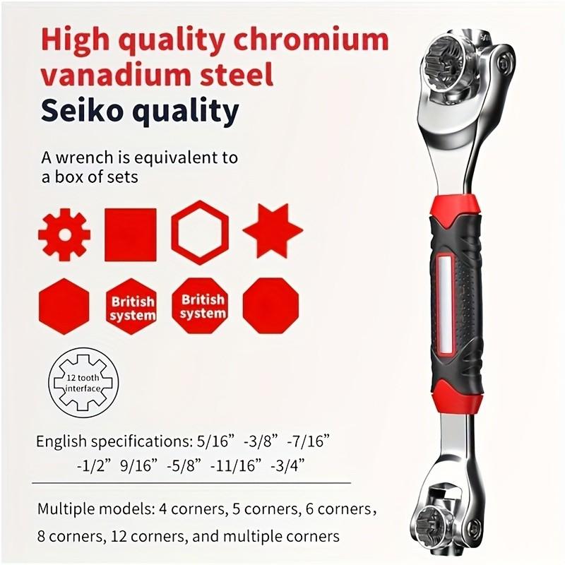 12-In-1 Universal Socket Wrench, Adjustable Dual-Head Tool, Flexible 360° Rotating Head, Rubber Handle, Car Repair Wrench 8-19mm