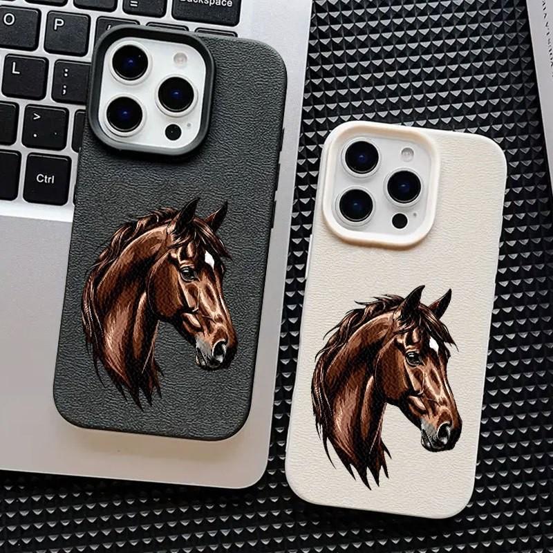 Creative Horse Pattern Shockproof Phone Case for iPhone 15/15 Plus/15 Pro/15 Pro Max/11-16 Promax, Leather Design Gift for Family/girlfriend