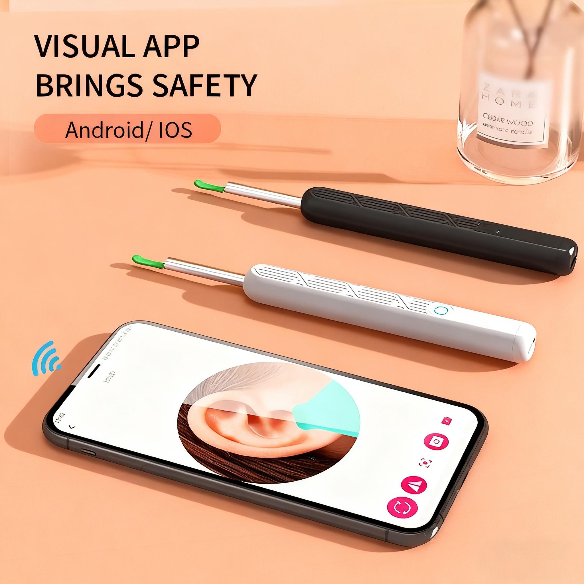 Visual Ear Wax Removal Kit with Camera and Light, Complete 8-Tool Set with 5 Replaceable Ear Scoops, Compatible with iOS & Android, Ear Wax Remover