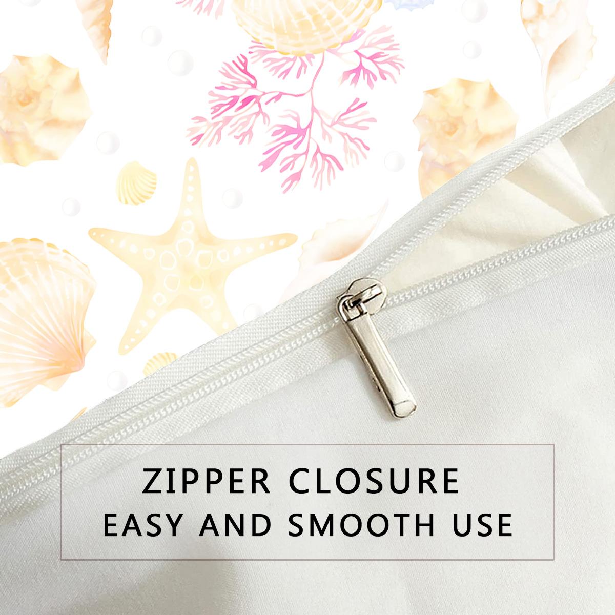 seashell-patterned bedding set includes one duvet cover and one pillowcase (filling not included). It is soft, lightweight, and perfect for family bedrooms and children's rooms.