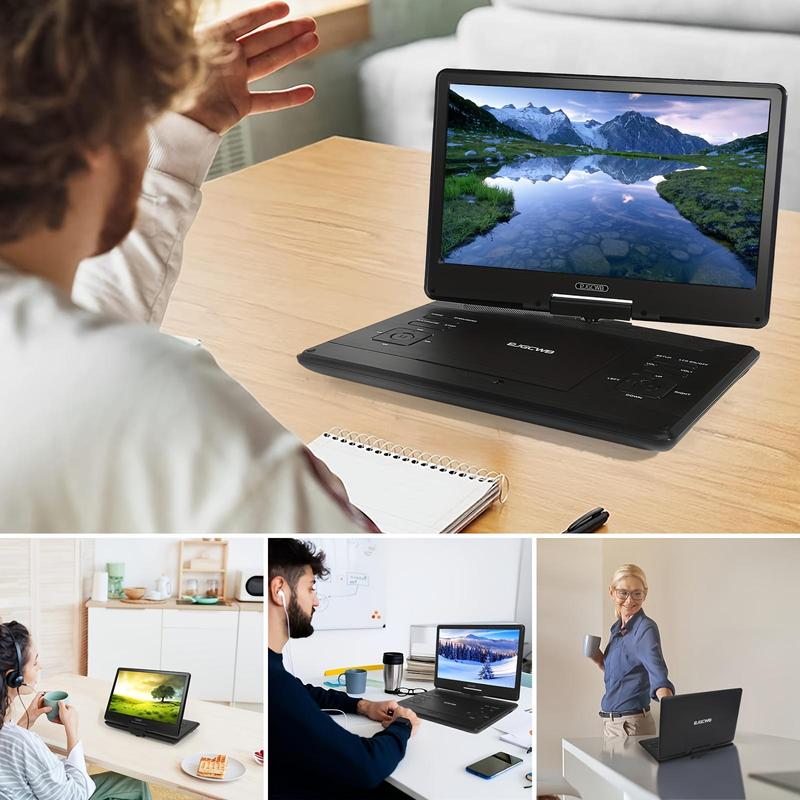 16.9" Portable DVD Player with 270° Rotating Screen Multi-Region Support CD DVD VCD SD Card USB for Car Use & Family Entertainment Digital Products Charger Rechargeable Audio Adapter Remote Control