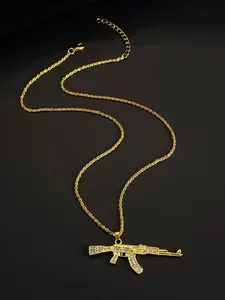 Men's Zinc Alloy Creative Gun Design Hip Hop Necklace, Unique Fashion Accessory for Men, Durable & Stylish Jewelry Gift