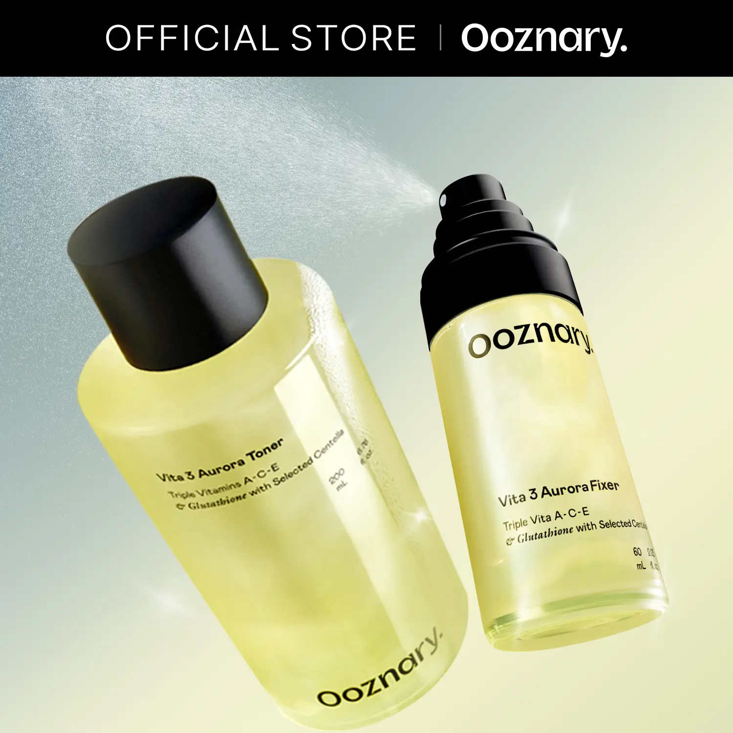 Vita 3 Aurora Glow Toner + Fixer Mist Duo | Glow and Glassy Body Dark Spot Toner & Face Mist with Vitamin C, Niacinamide & Centella for , 8.45 fl oz l 250ml Facial Care Set Routine Set Hydration Care Set Daily Routine Set