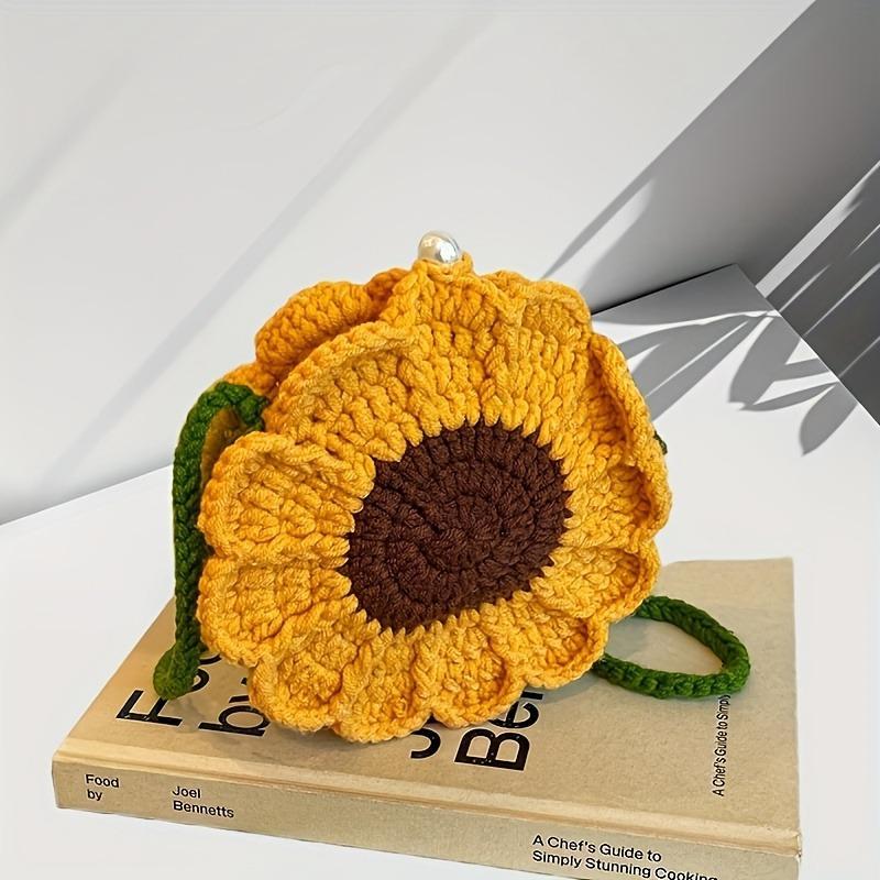 Chic Handmade Sunflower Crochet Crossbody Bag – Knit Floral Mini Purse for Women, Versatile for Daily/Party Occasions Valentine's Day
