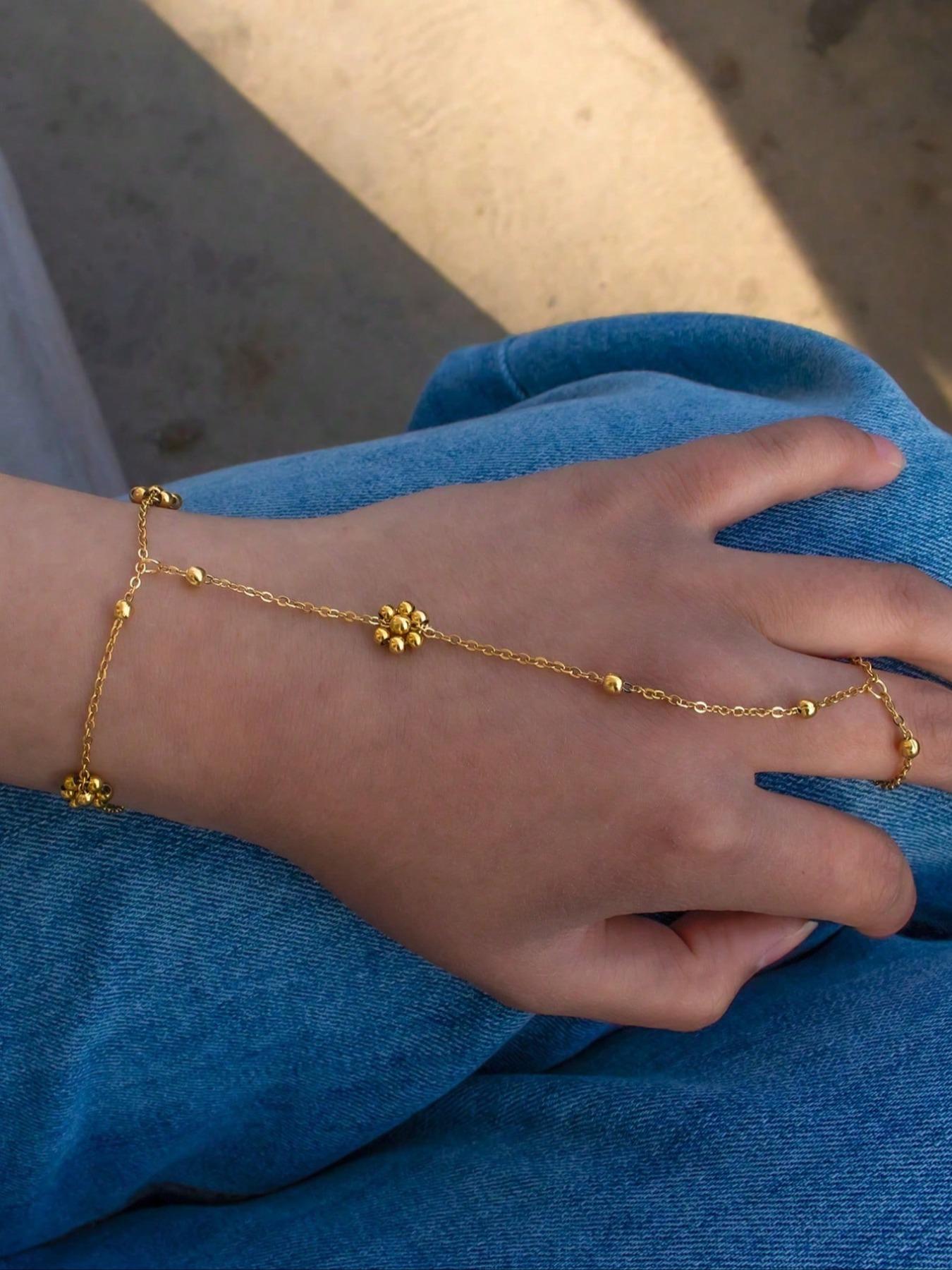 Fashion Colorful Beaded Flower Pearl Ocean Metal Oil Shell Pendant Women's Bracelet, Stylish Jewelry Accessory