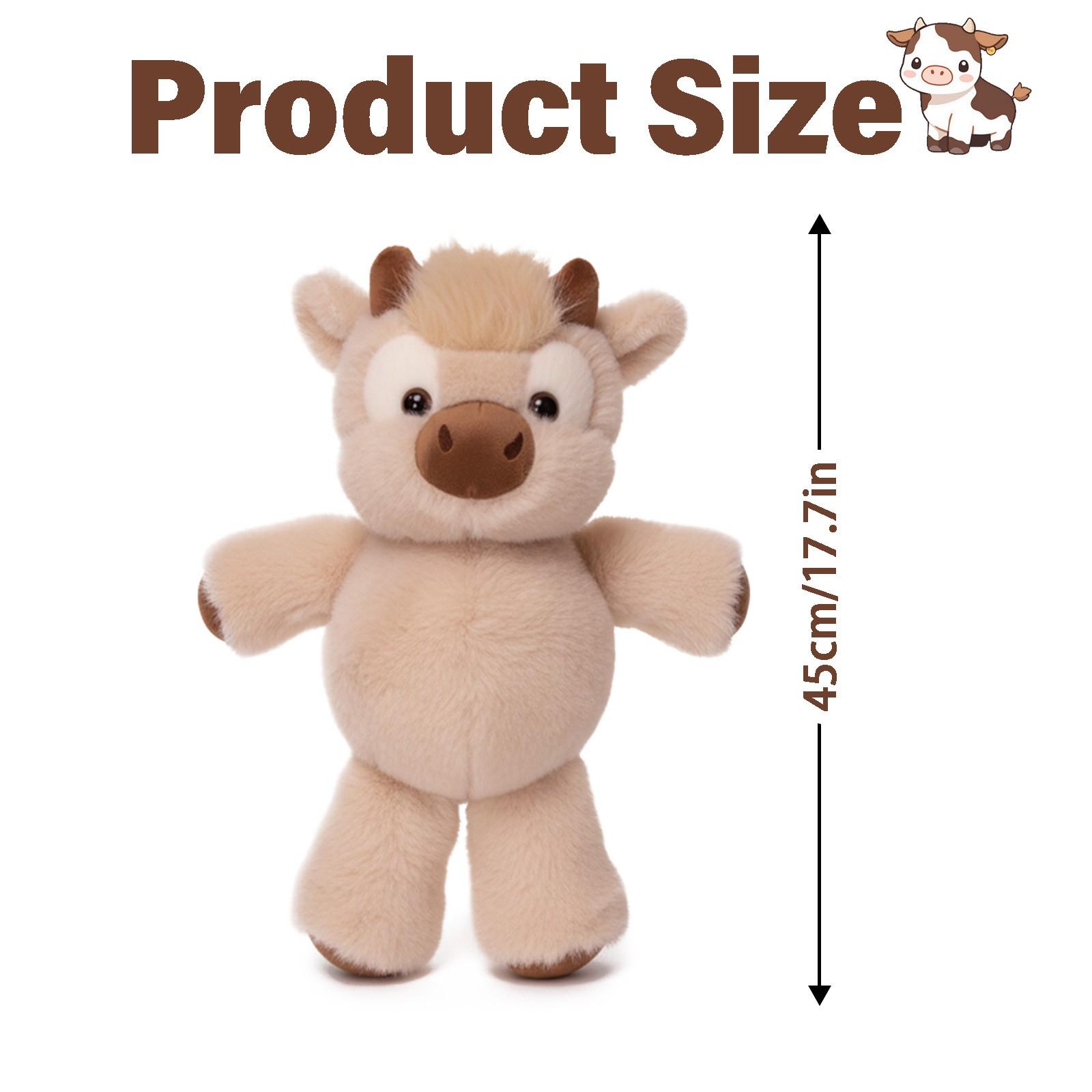 Running Series | 17.7" Running Cow Stuffed Animal Plush Highland Cow Bull Toys Cattle Doll Birthday Gifts for Adults & Kids