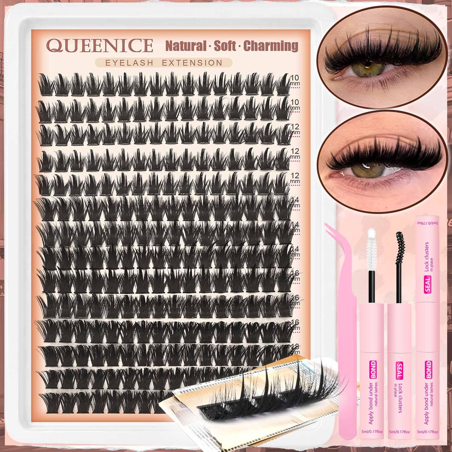 Spiky False Eyelash Extension Kit 80D Spiky Cluster Lashes, D Curl Manga Cat Eye Lash Extensions, 10-18mm Mixed Length Wispy Individual Lash Clusters, Soft Lightweight Reusable False Eyelashes, Diy Volume Eyelashes, Easy Pick Up, No Layering