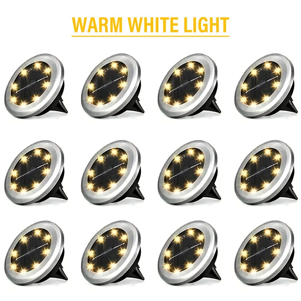4/8/12-pack Solar 8LED Ground Lights - Solar outdoor step lights, IP65 path lights, garden lights, Outdoor Waterproof Lights, for steps, paths, lawns, and landscape lighting outdoors - Warm white/cool white options available