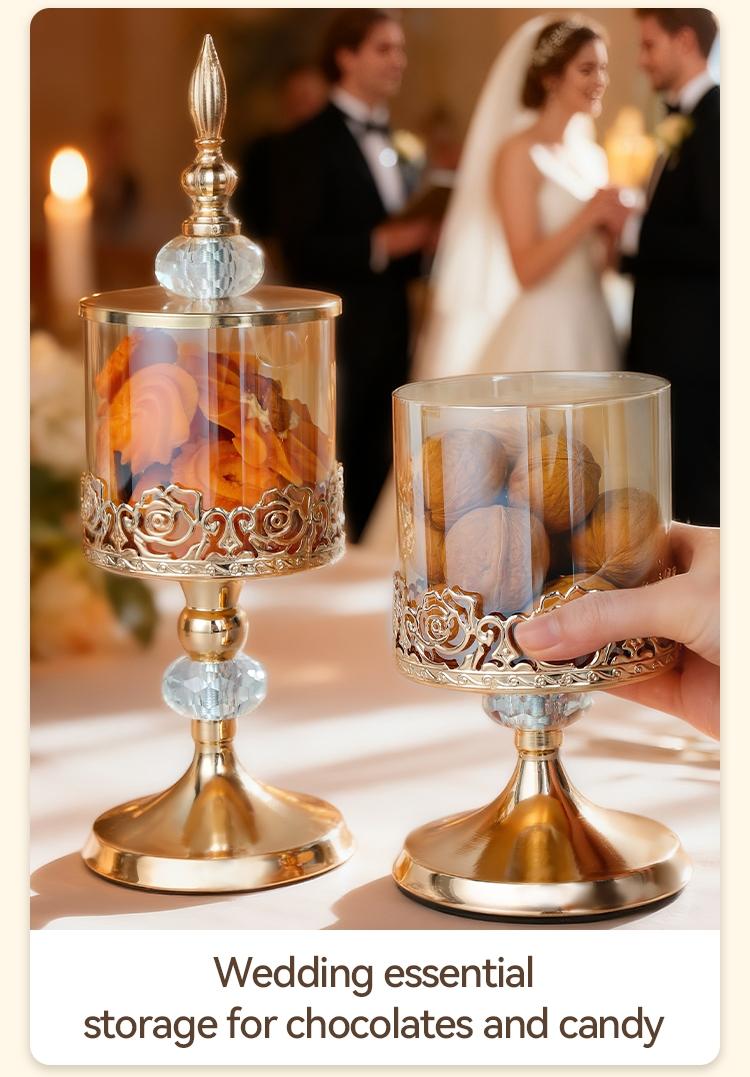 Vintage Clear Storage Jar with Lid, 1 Count Elegant Snack Container Nuts Candy Containers Storage Box, Decorative Storage Glass Jar for Home Living Room Coffee Table